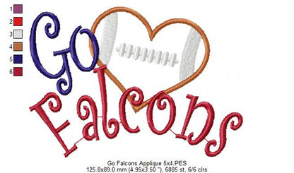 Football Go Falcons - Applique