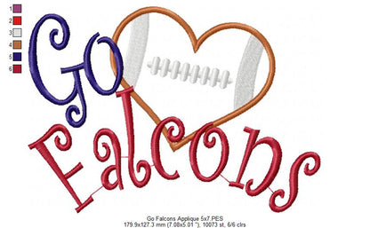 Football Go Falcons - Applique