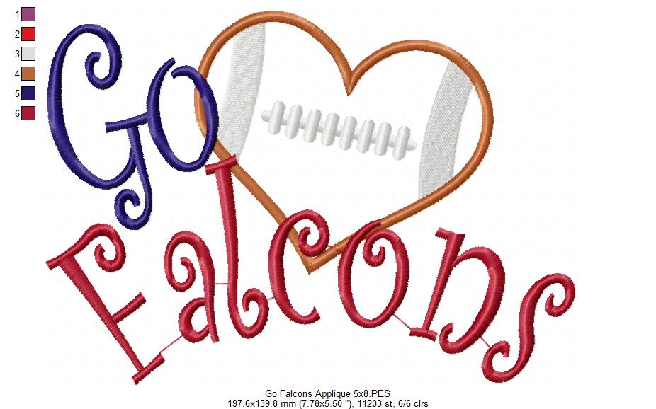 Football Go Falcons - Applique
