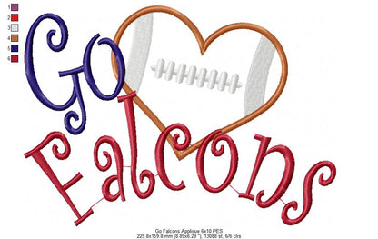 Football Go Falcons - Applique