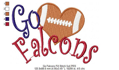 Football Go Falcons - Fill Stitch