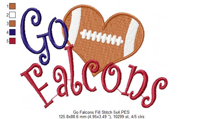 Football Go Falcons - Fill Stitch