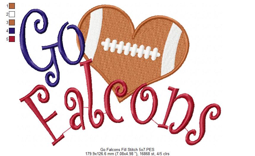 Football Go Falcons - Fill Stitch