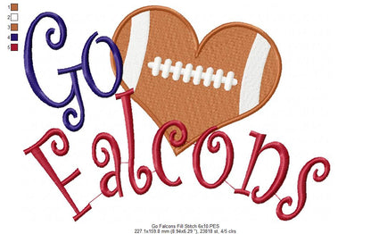 Football Go Falcons - Fill Stitch
