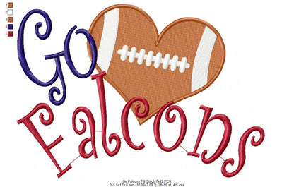 Football Go Falcons - Fill Stitch