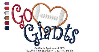 Football Go Giants - Applique