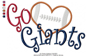 Football Go Giants - Applique