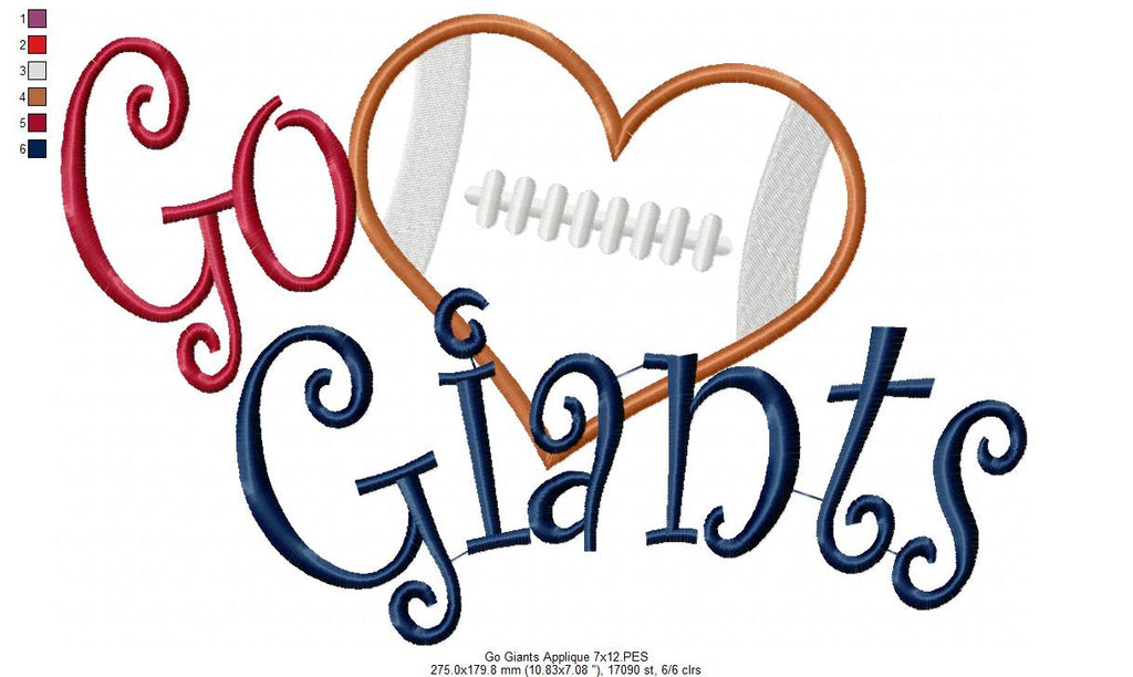 Football Go Giants - Applique