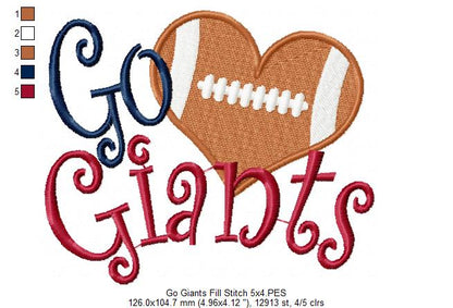 Football Go Giants - Fill Stitch