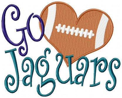Go Jaguars Football Heart – Fill Stitch – Machine Embroidery Design
