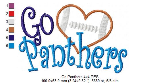Go Panthers – Appliqué – Machine Embroidery Design
