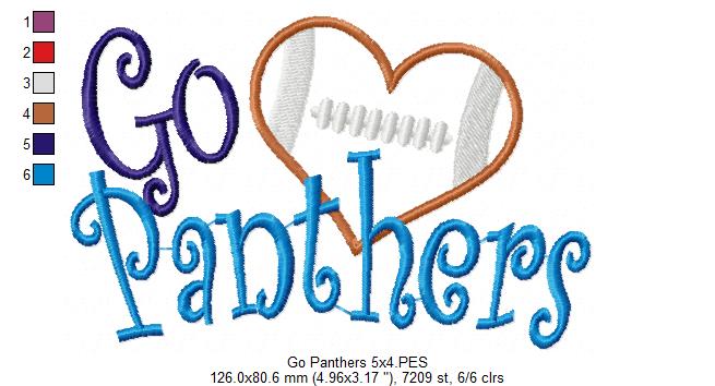 Football Go Panthers - Applique