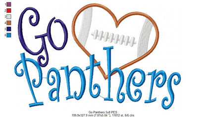 Go Panthers – Appliqué – Machine Embroidery Design