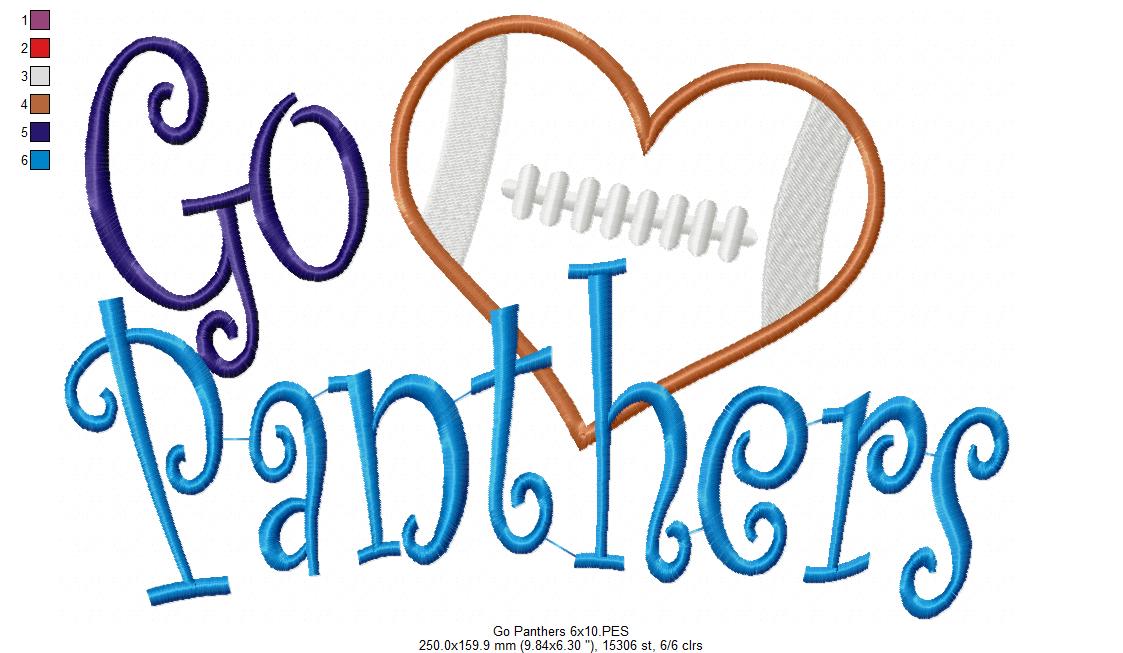 Go Panthers – Appliqué – Machine Embroidery Design