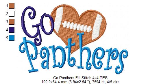 Football Go Panthers - Fill Stitch