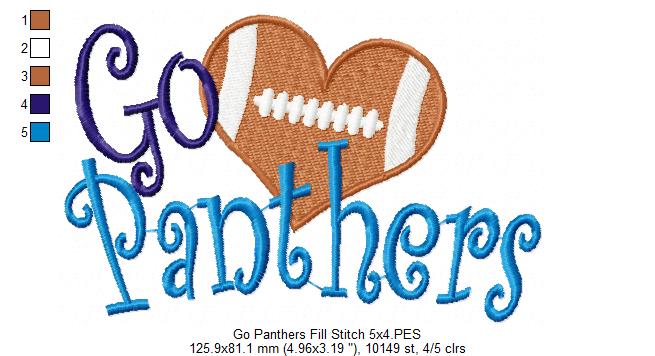 Football Go Panthers - Fill Stitch