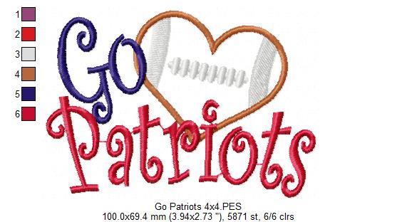 Football Go Patriots - Applique