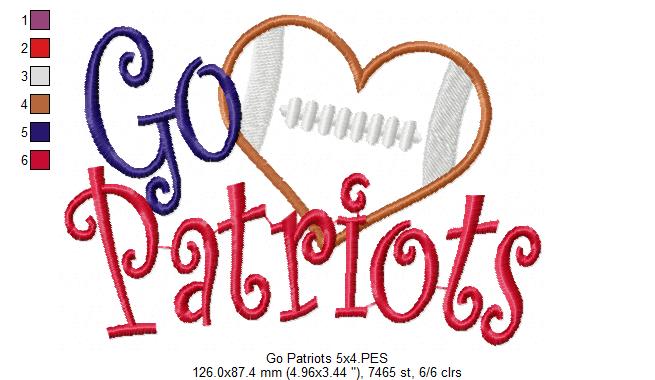 Football Go Patriots - Applique