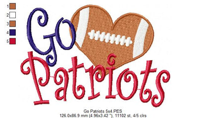 Football Go Patriots - Fill Stitch
