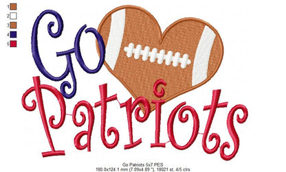 Football Go Patriots - Fill Stitch
