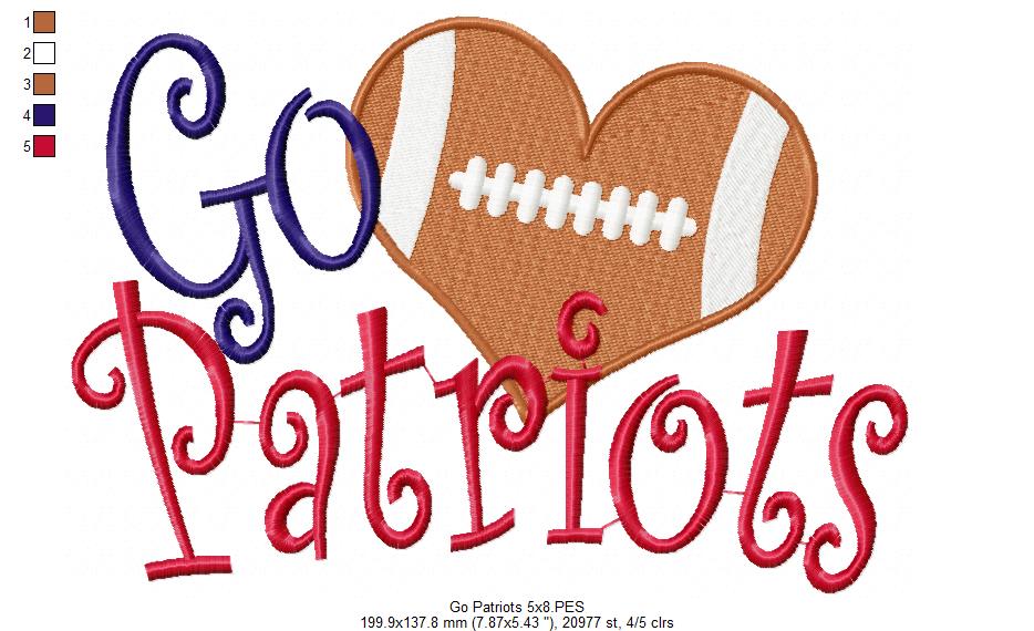 Football Go Patriots - Fill Stitch