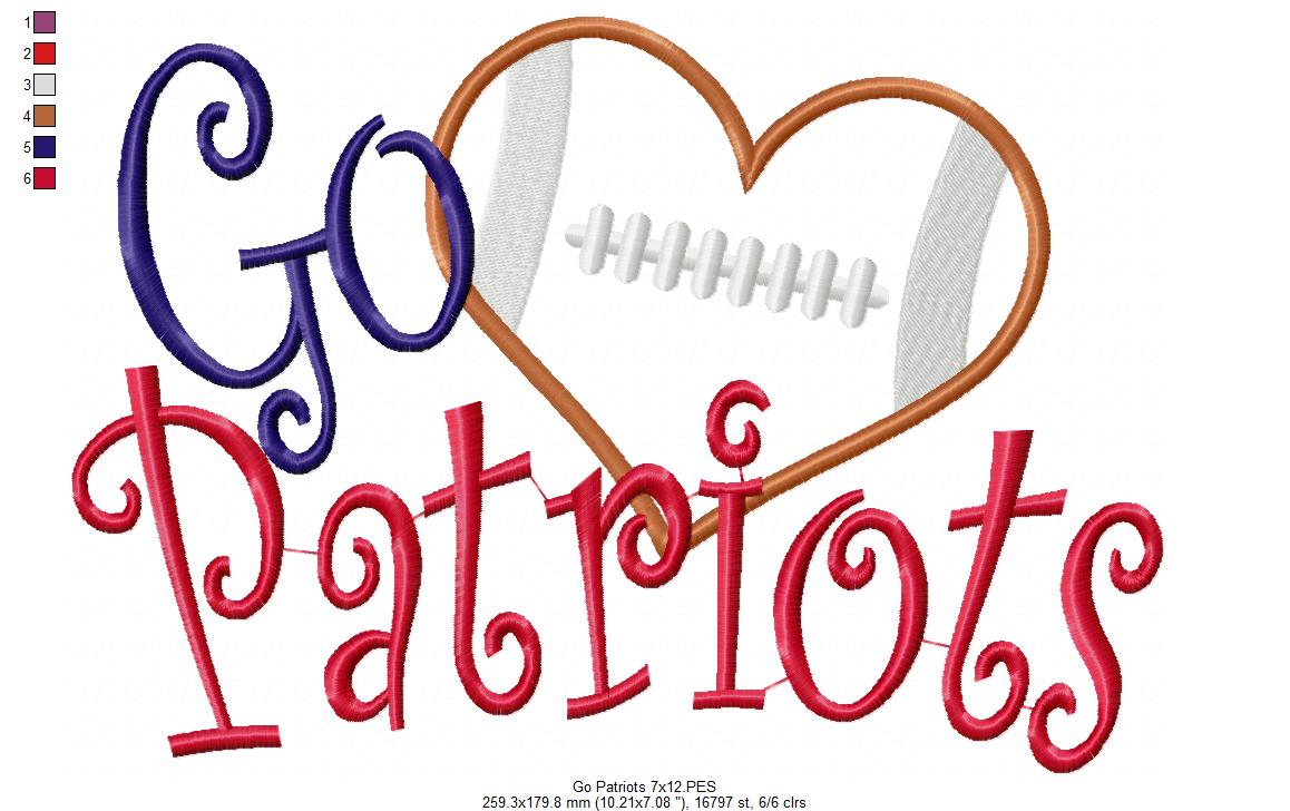 Football Go Patriots - Applique