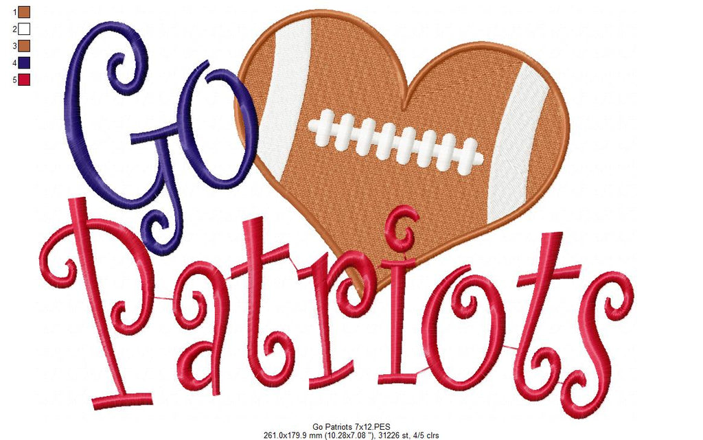 Football Go Patriots - Fill Stitch