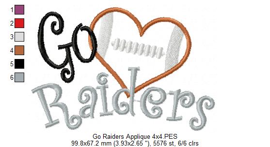 Football Go Raiders - Applique