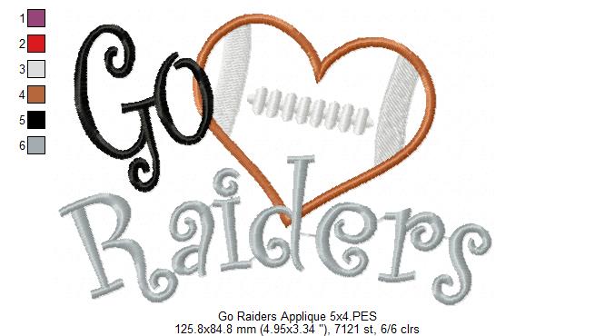Football Go Raiders - Applique