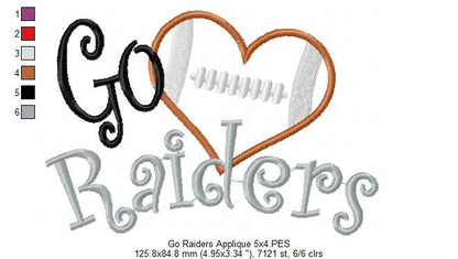 Football Go Raiders - Applique