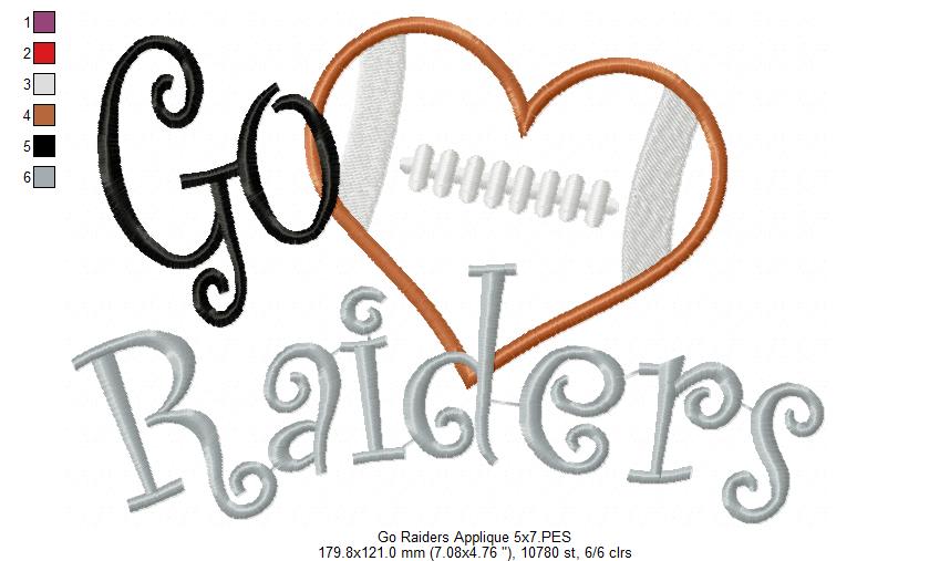 Football Go Raiders - Applique