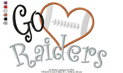 Football Go Raiders - Applique