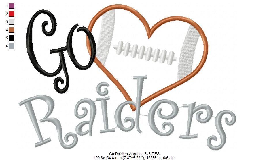Football Go Raiders - Applique