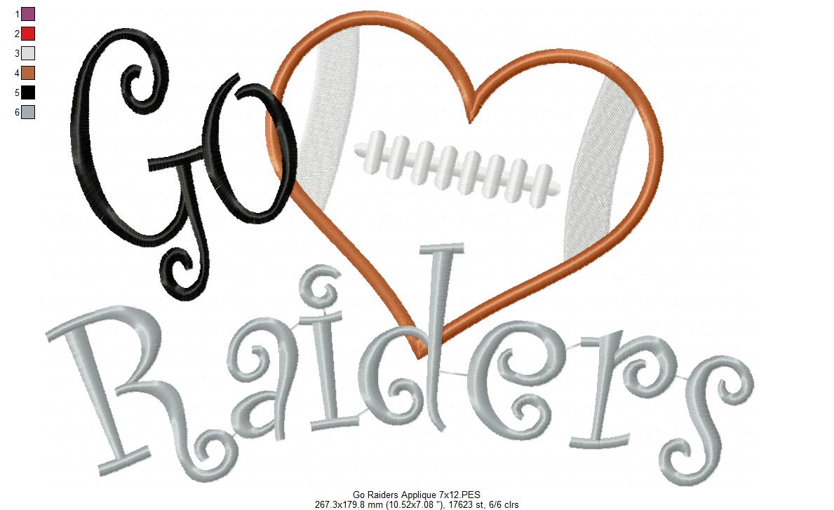 Football Go Raiders - Applique