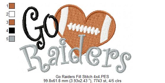 Football Go Raiders - Fill Stitch