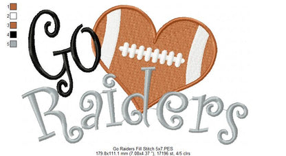 Football Go Raiders - Fill Stitch