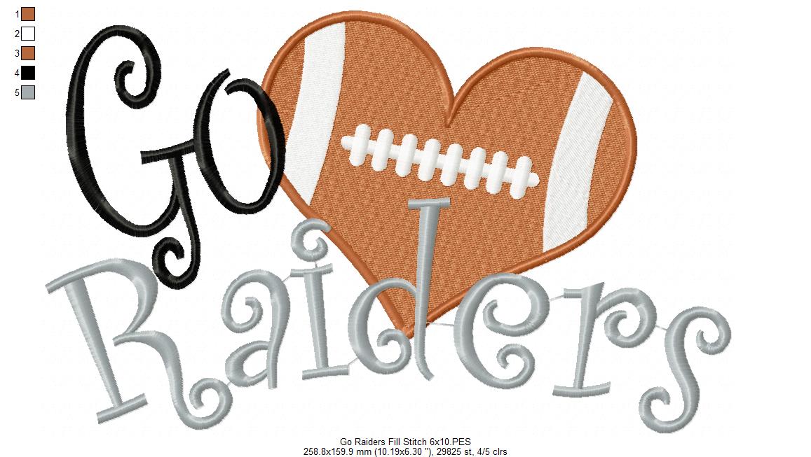 Football Go Raiders - Fill Stitch