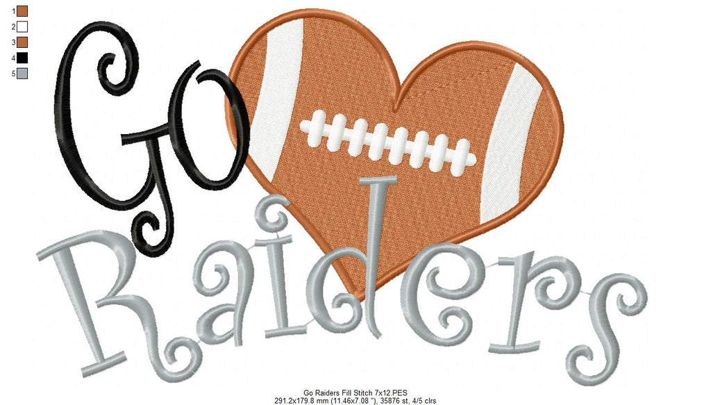 Football Go Raiders - Fill Stitch