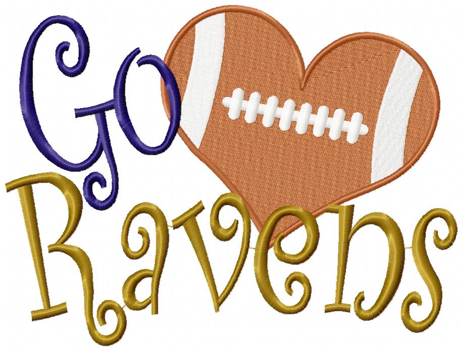Go Ravens Football Heart – Fill Stitch – Machine Embroidery Design