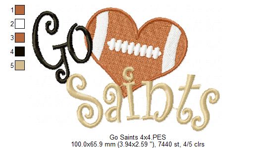 Go Saints – Fill Stitch – Machine Embroidery Design