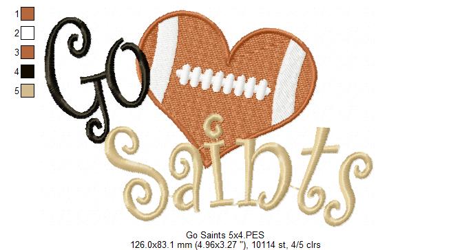 Go Saints – Fill Stitch – Machine Embroidery Design