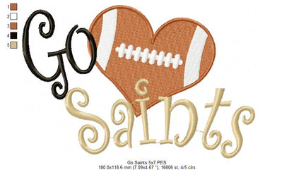 Go Saints – Fill Stitch – Machine Embroidery Design