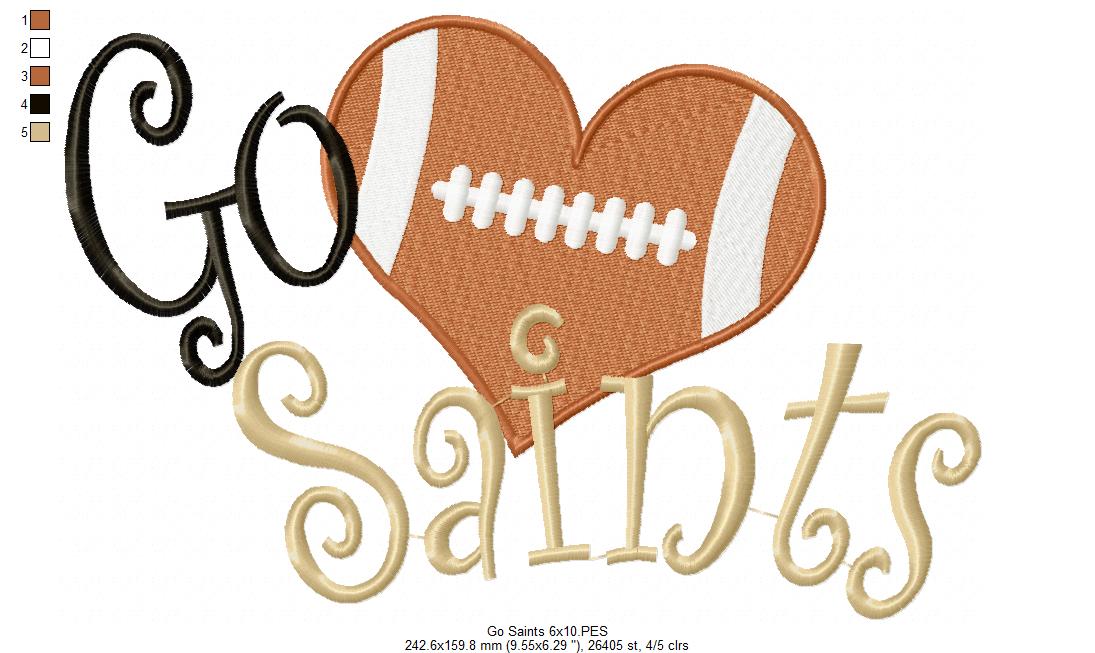 Go Saints – Fill Stitch – Machine Embroidery Design