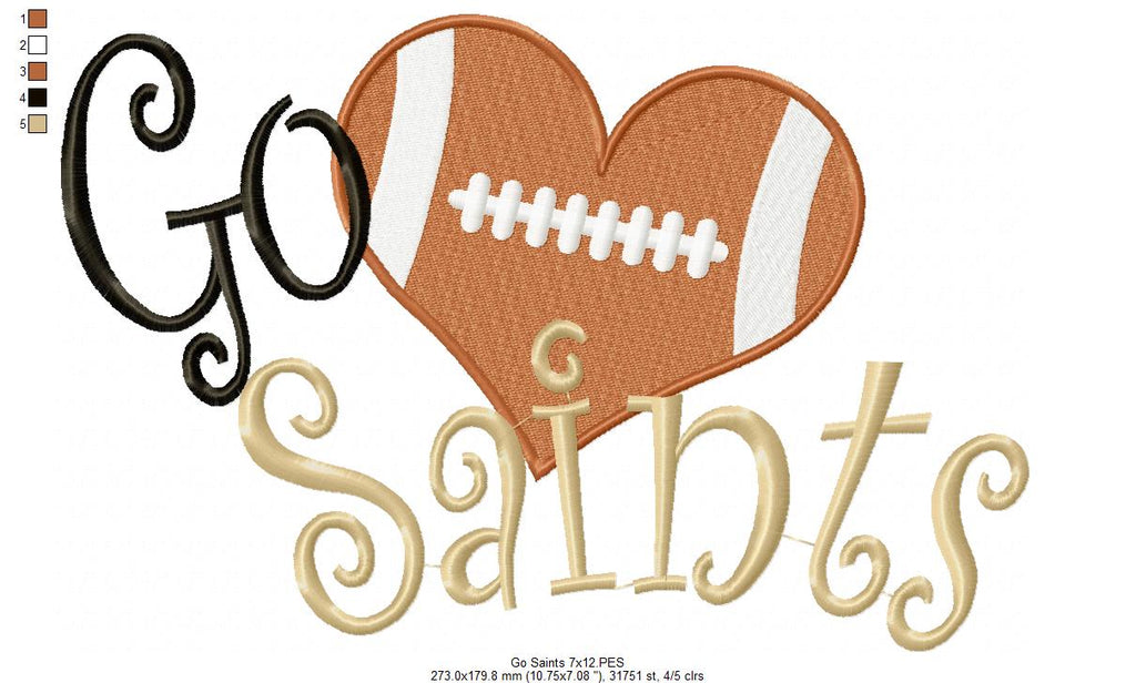 Football Go Saints - Fill Stitch