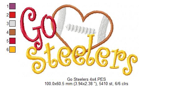 Football Go Steelers - Applique Embroidery