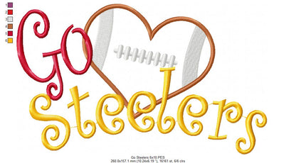 Football Go Steelers - Applique Embroidery