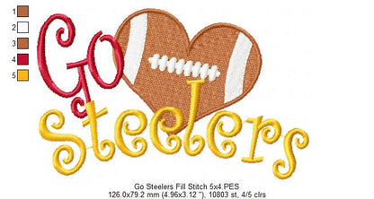 Football Go Steelers - Fill Stitch Embroidery