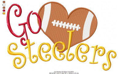 Football Go Steelers - Fill Stitch Embroidery