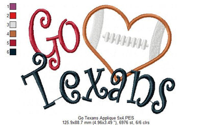 Go Texans - Appliqué – Machine Embroidery Design