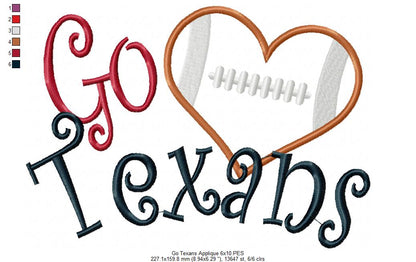 Go Texans - Appliqué – Machine Embroidery Design